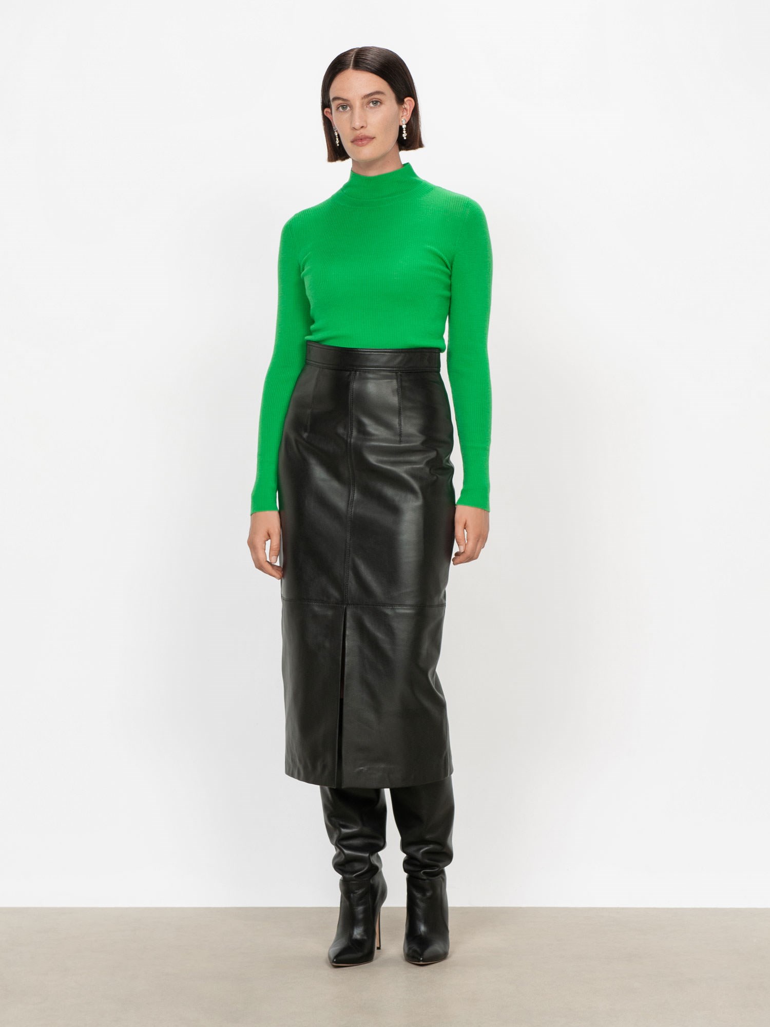 Structured Leather Pencil Skirt | Buy Skirts Online - Veronika Maine