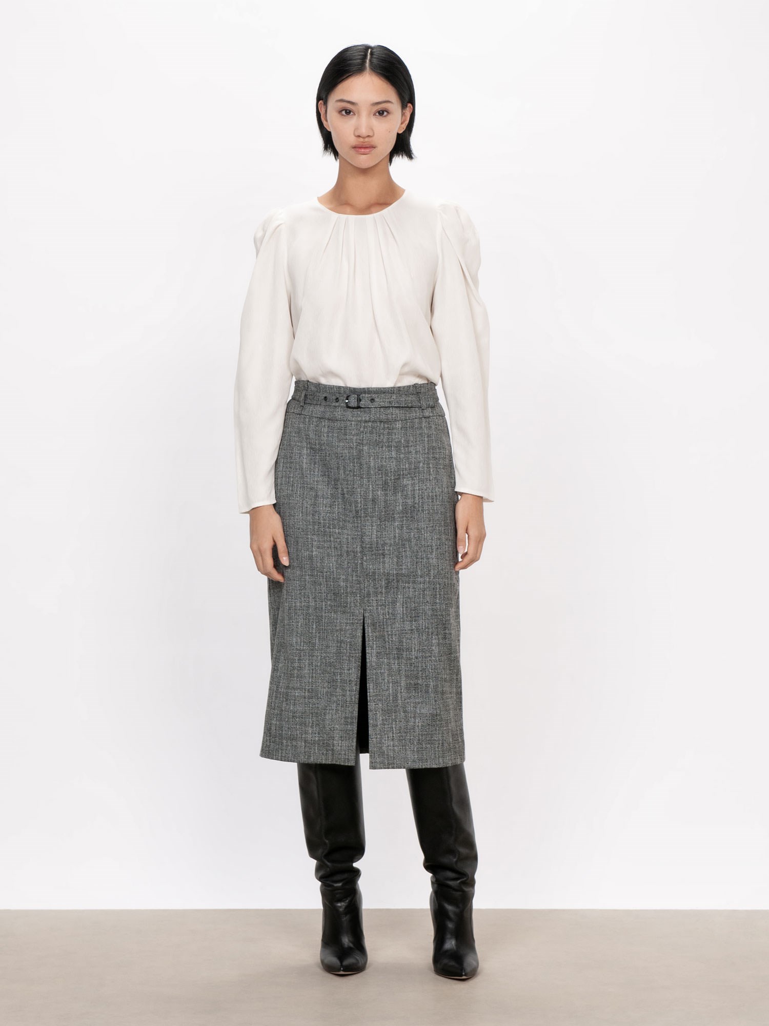 Melange Twill Pencil Skirt | Buy Skirts Online - Veronika Maine