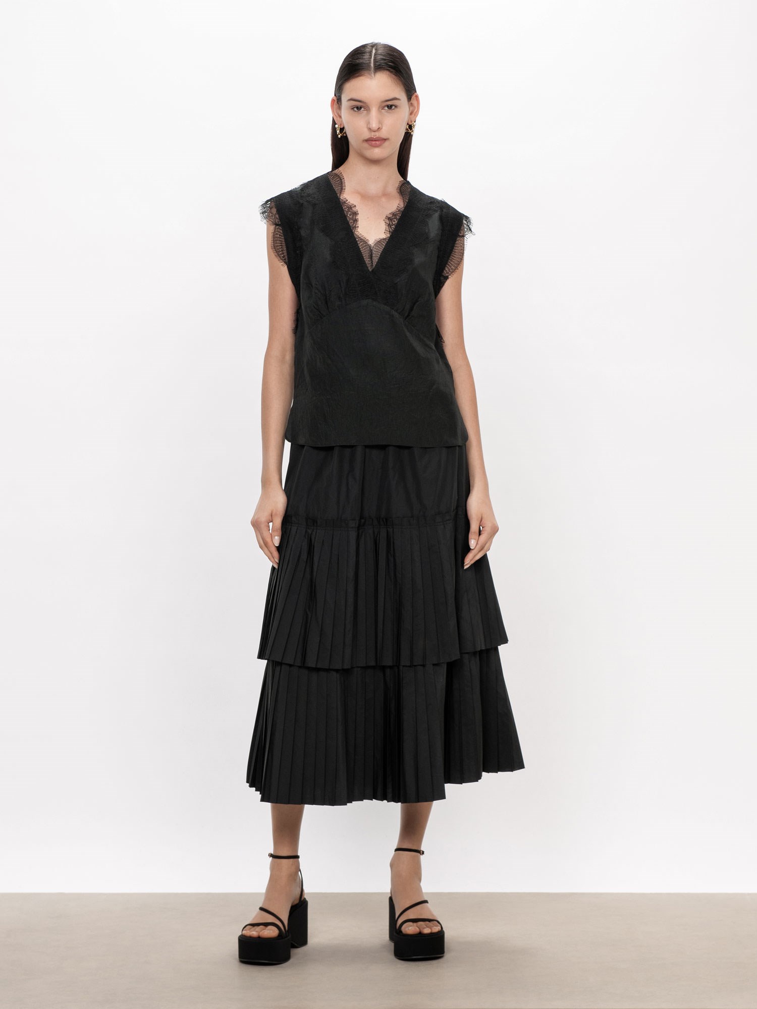 Taffeta Pleat Midi Skirt | Buy Skirts Online - Veronika Maine