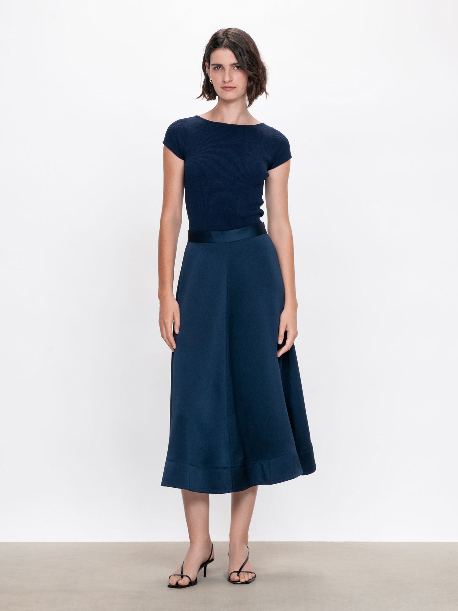 Crepe Satin Midi Skirt | Buy Skirts Online - Veronika Maine