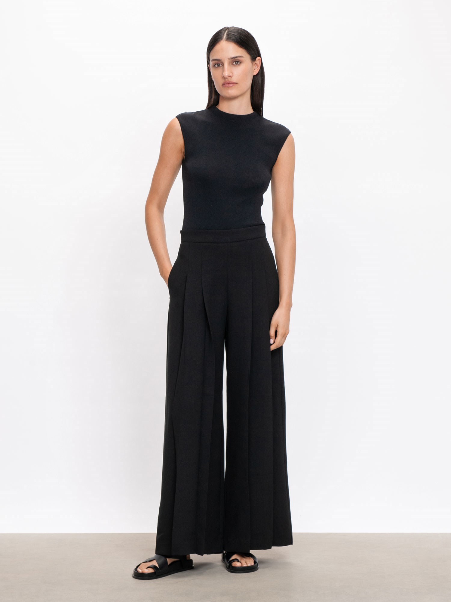 Double Weave Pleated Wide Pant | Buy Pants Online - Veronika Maine