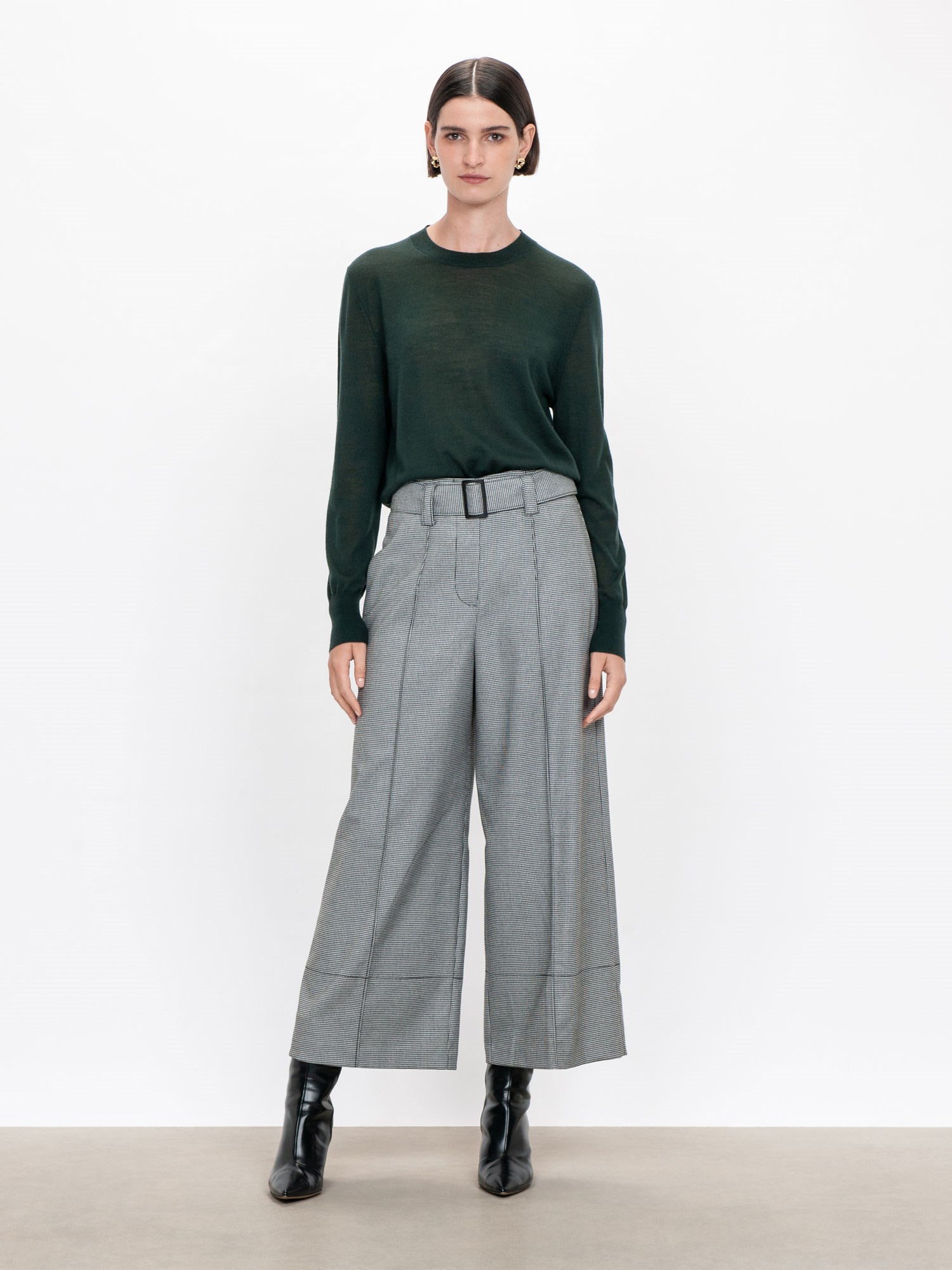 Houndstooth Belted Culottes | Buy Pants Online - Veronika Maine