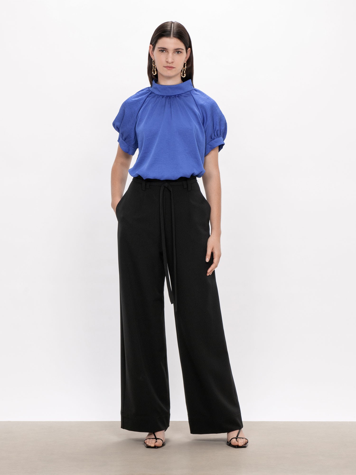 Marble Satin Puff Sleeve Top | Buy Tops Online - Veronika Maine