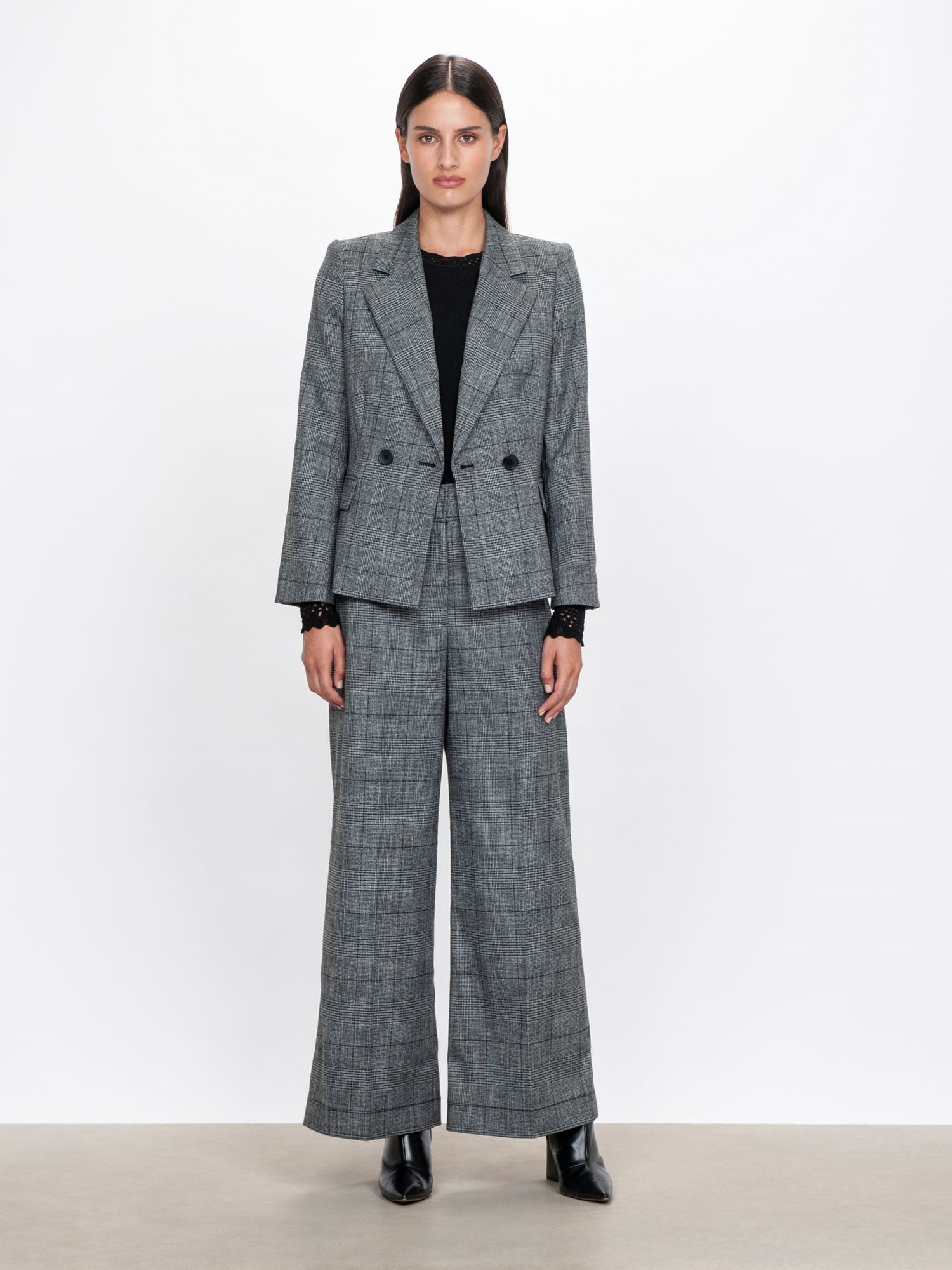 Monochrome Check Wide Leg Pant | Buy Pants Online - Veronika Maine