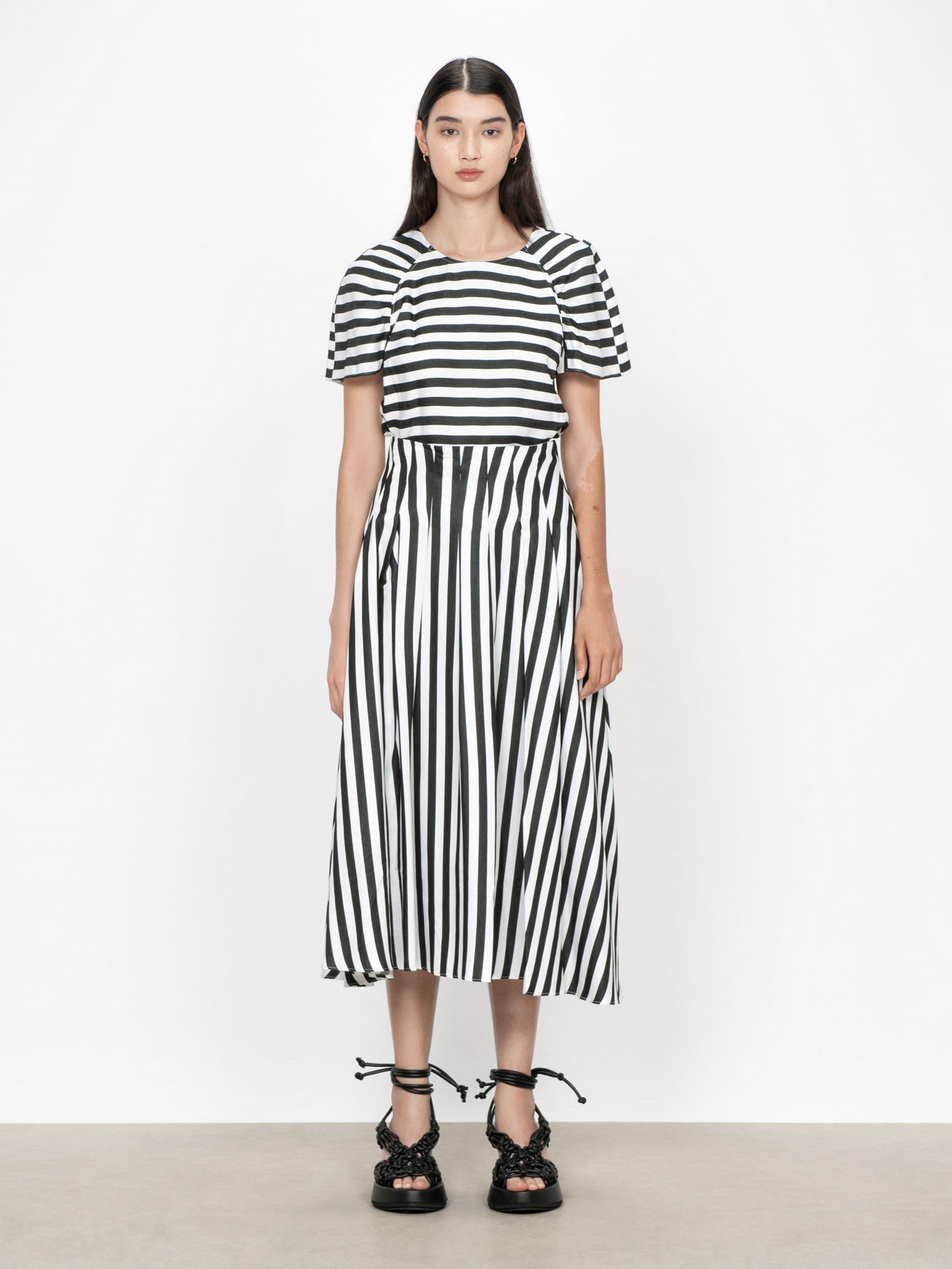 Stripe Puff Sleeve Shirt | Buy Tops Online - Veronika Maine