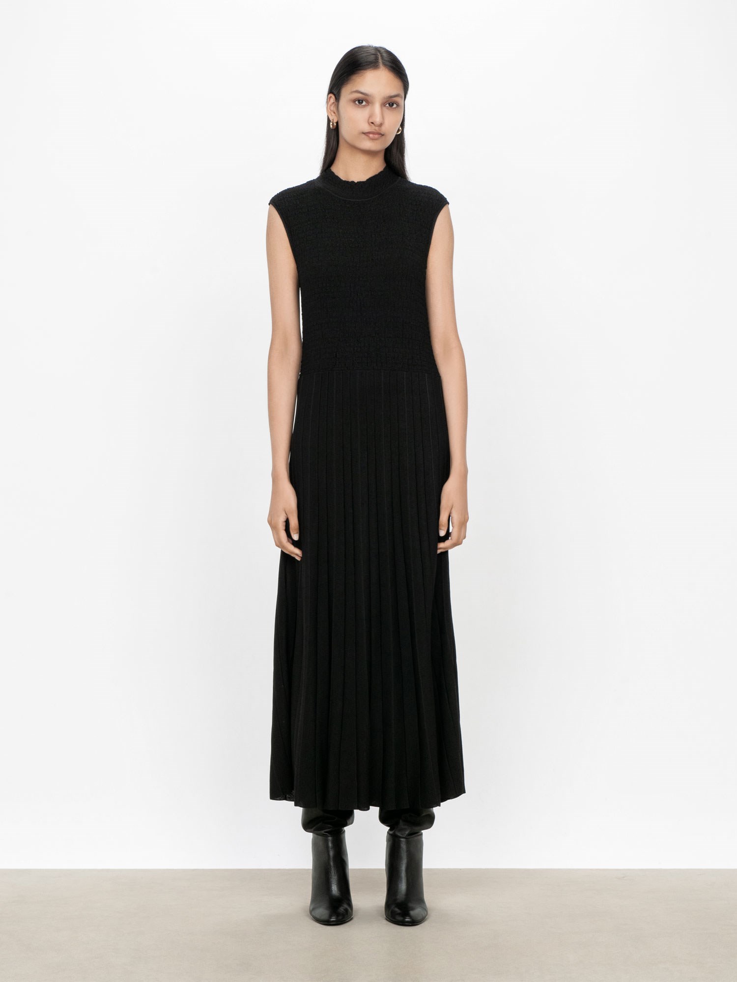 Shirred Pleated Knit Dress | Buy Knitwear Online - Veronika Maine