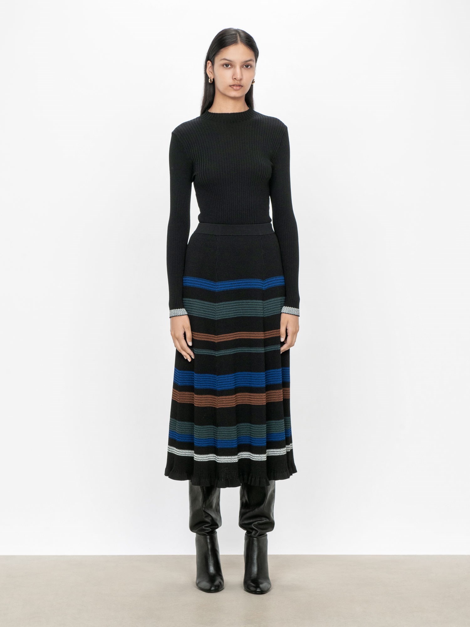 Ribbed Multi Stripe Knit Skirt | Buy Skirts Online - Veronika Maine