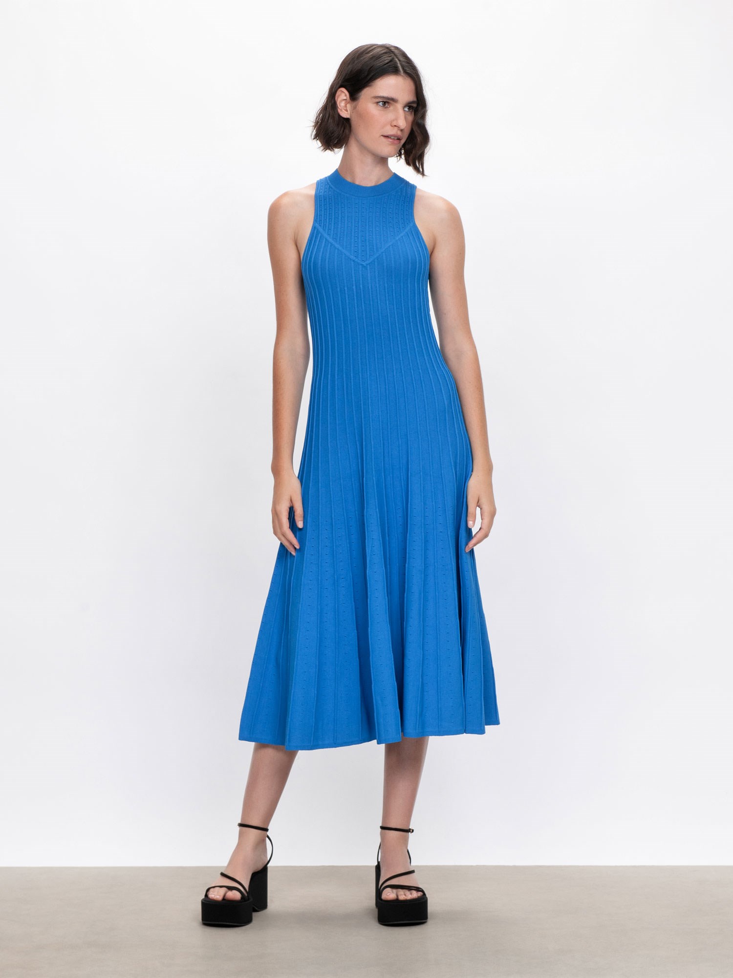 Pleat and Pointelle Knit Dress | Buy Knitwear Online - Veronika Maine