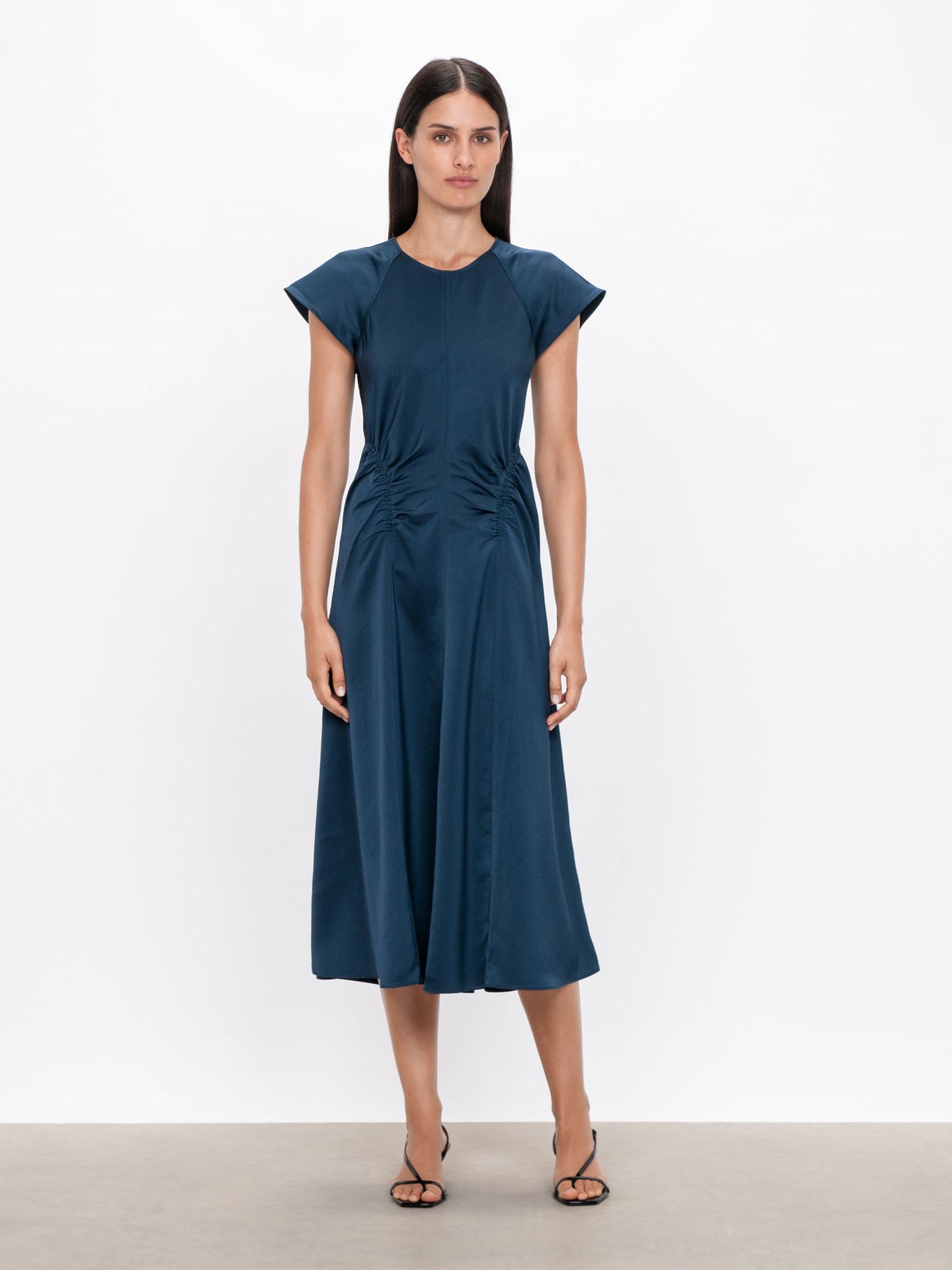 Washer Satin Gathered Dress | Buy Dresses Online - Veronika Maine