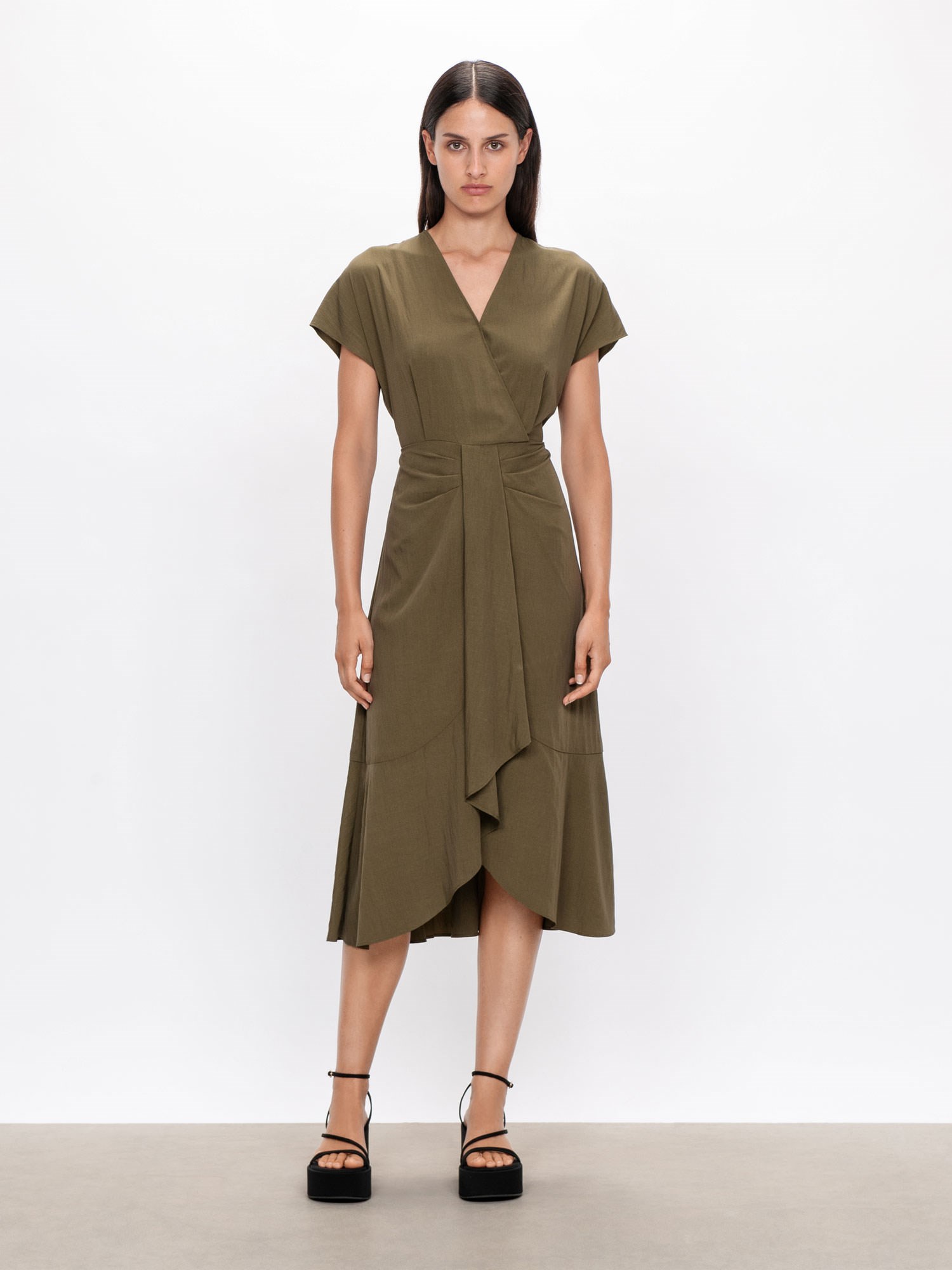 Light Rayon Flounce Midi Dress | Buy Dresses Online - Veronika Maine