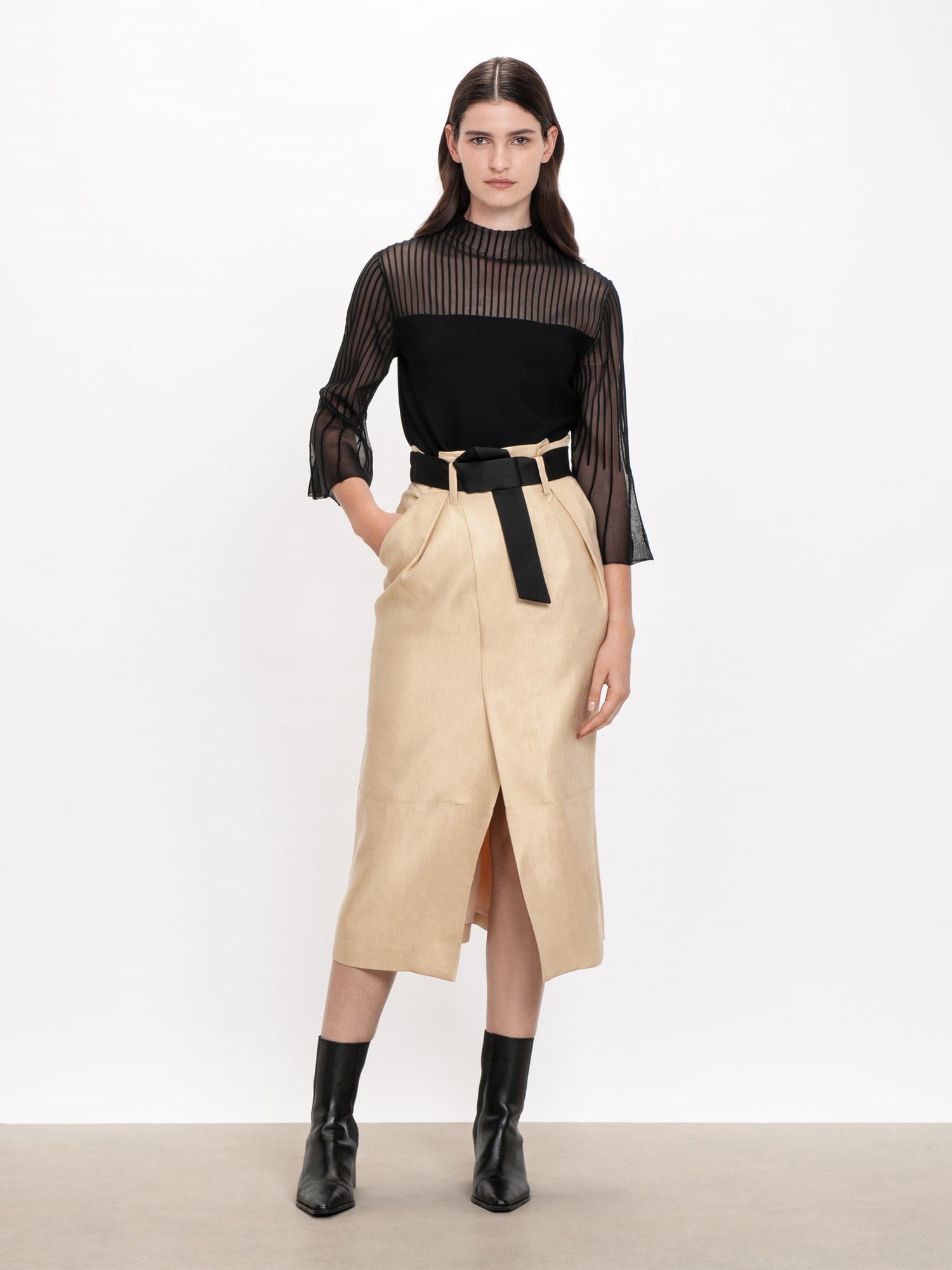 Metallic Canvas Midi Skirt | Buy Skirts Online - Veronika Maine