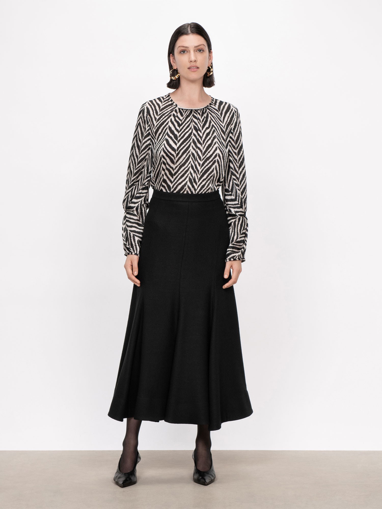 Drapey Boucle Midi Skirt | Buy Skirts Online - Veronika Maine