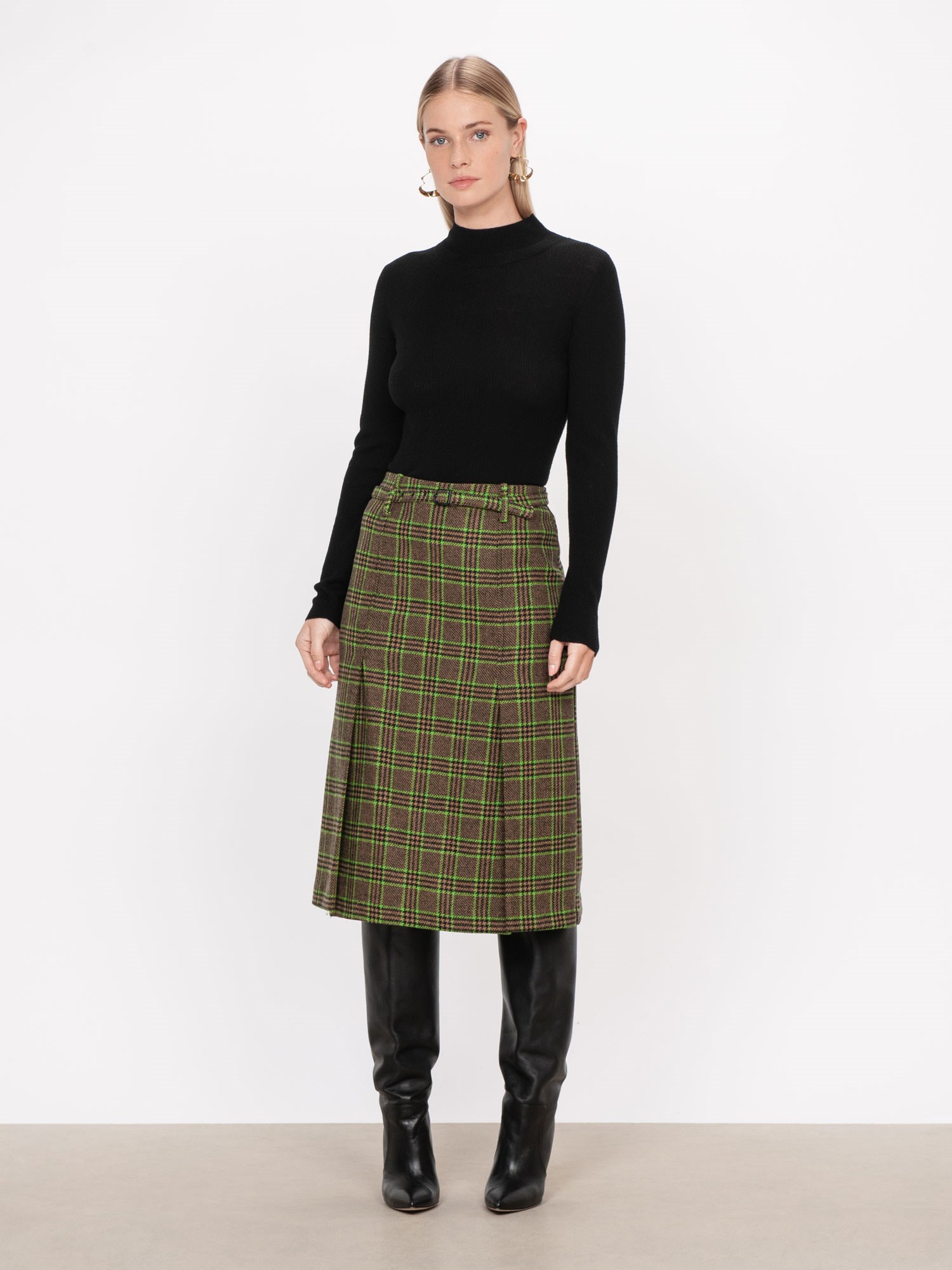 Neon Plaid Midi Skirt | Buy Skirts Online - Veronika Maine