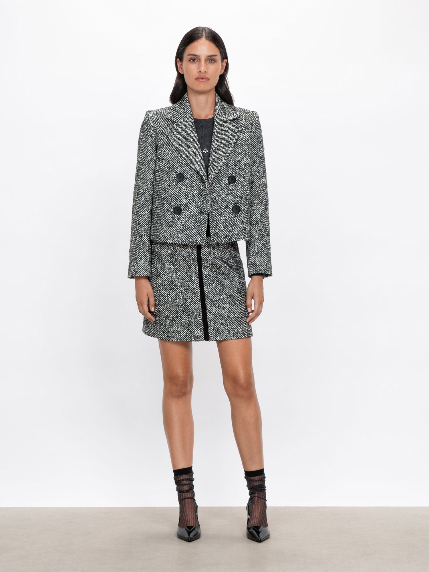 Modern Boucle Short Coat | Buy Jackets and Coats Online - Veronika Maine