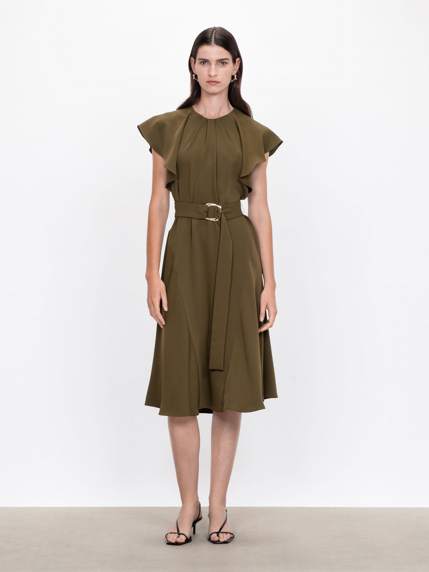 Smooth Twill Flutter Sleeve Dress | Buy Dresses Online - Veronika Maine