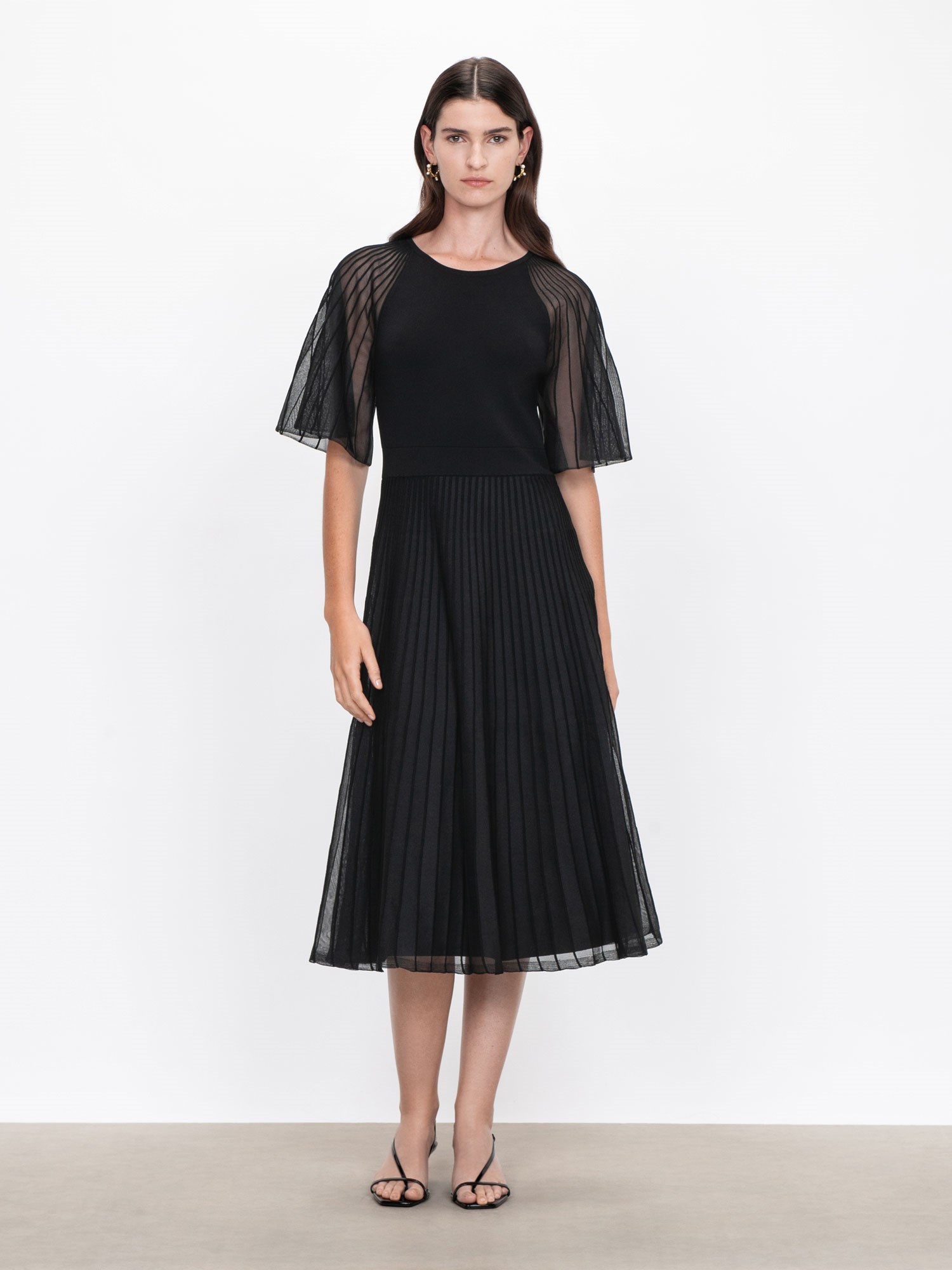 Sheer Sleeve And Skirt Knit Dress | Buy Knitwear Online - Veronika Maine