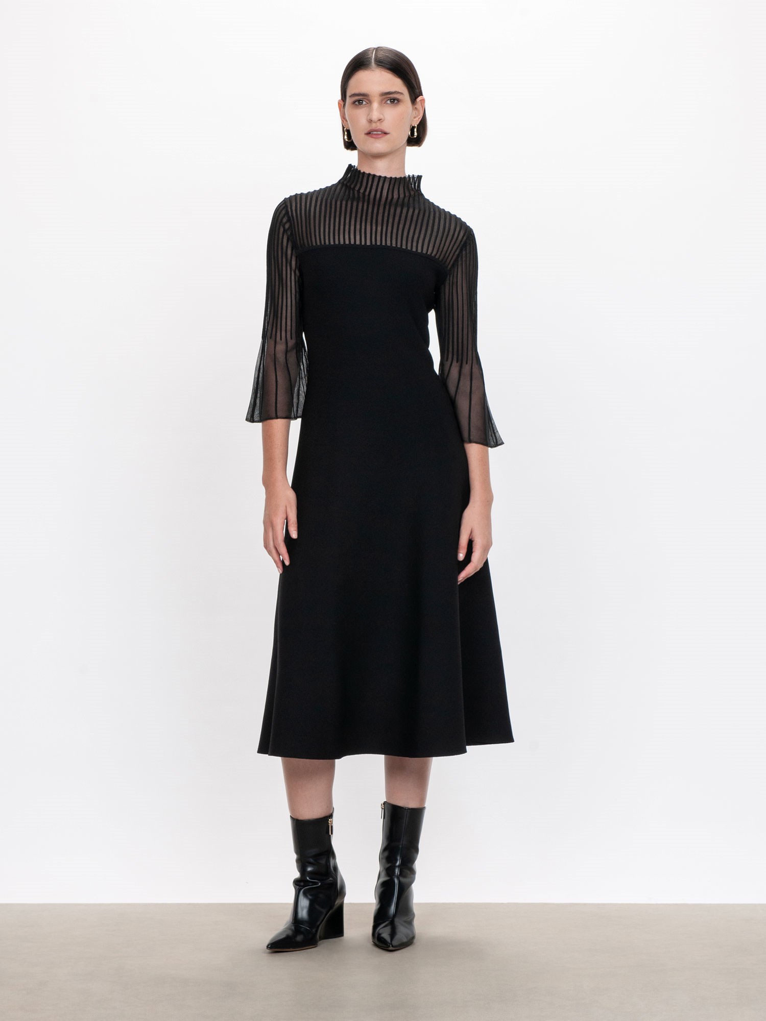 Sheer Flared Sleeve Knit Dress | Buy Knitwear Online - Veronika Maine